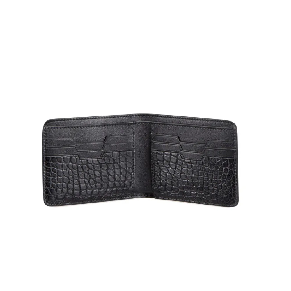 Sale Calfskin And Alligator Leather Bifold Wallet Small Leather Goods