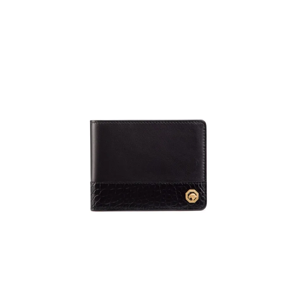 Best Sale Calfskin And Alligator Leather Bifold Wallet Small Leather Goods