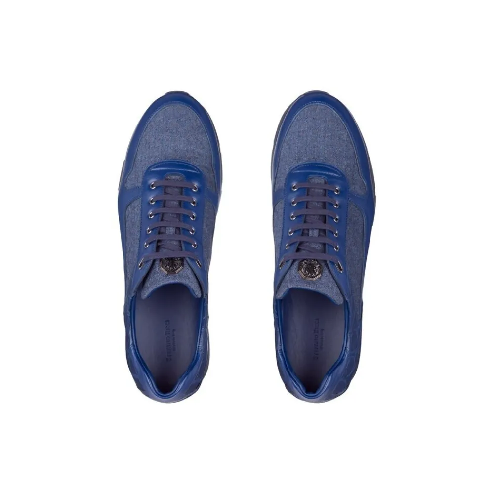 Shop Calfskin And Crocodile Trainers Sneakers