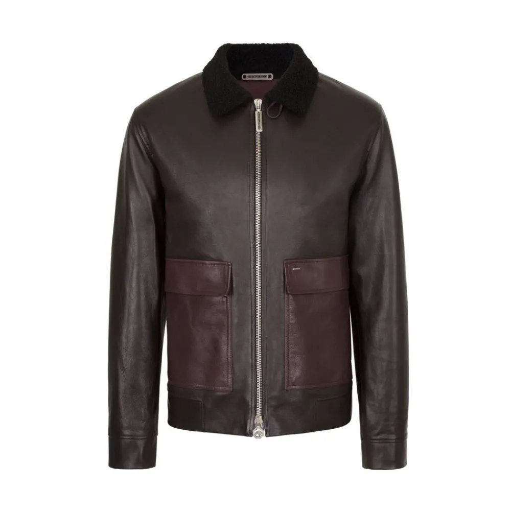 Outlet Calfskin And Shearling Blouson Mens Outerwear