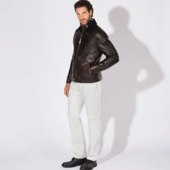 Outlet Calfskin And Shearling Blouson Mens Outerwear