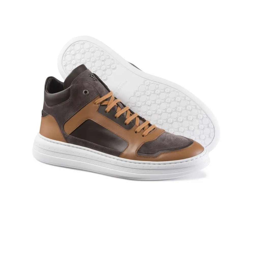 Sale Calfskin Leather And Suede High-Top Sneakers Sneakers