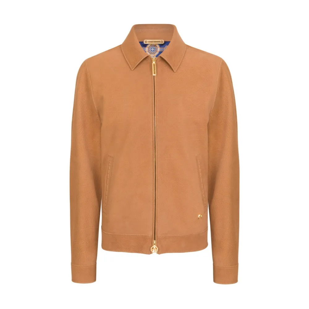Best Sale Calfskin Leather Blouson Mens Outerwear
