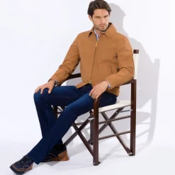 Best Sale Calfskin Leather Blouson Mens Outerwear