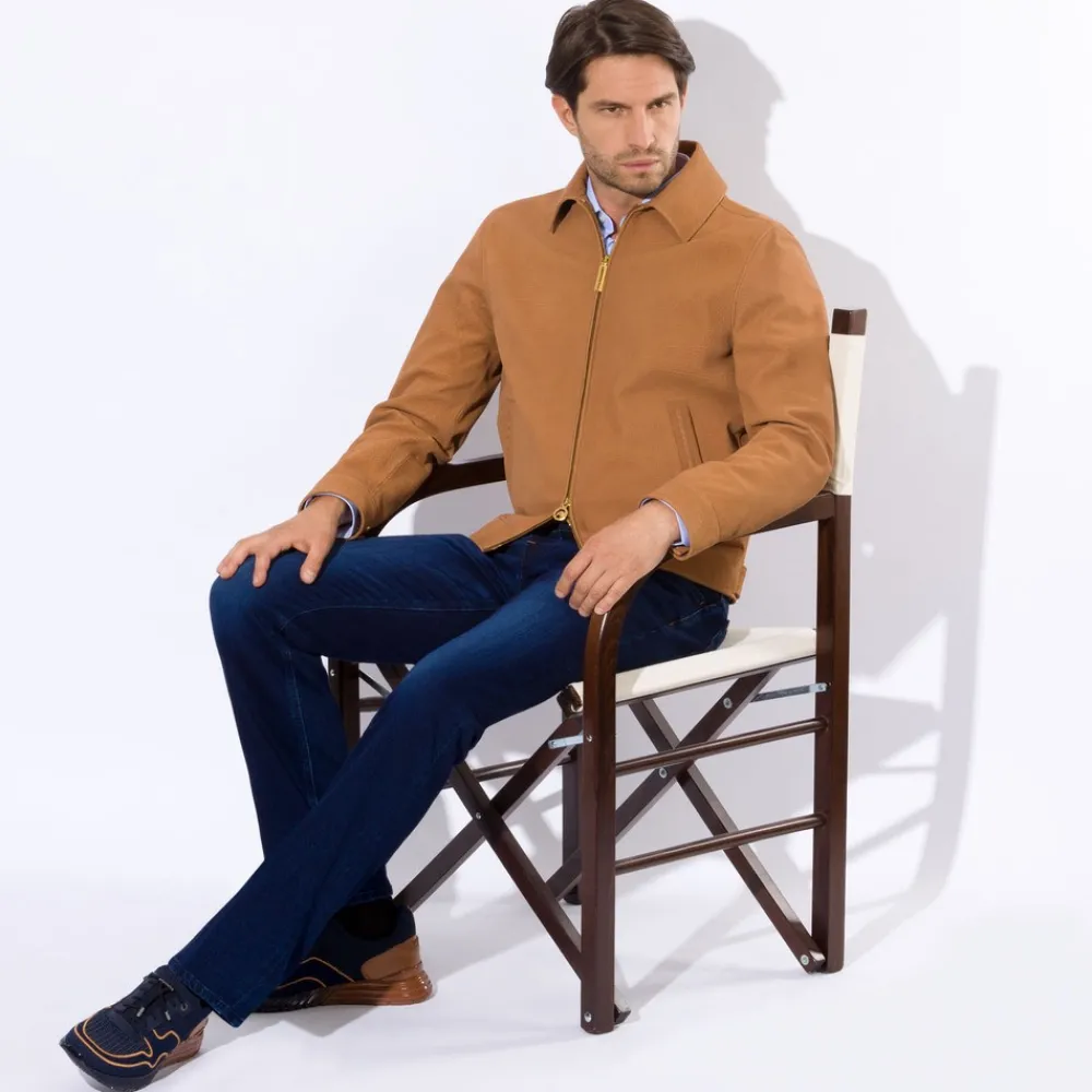 Best Sale Calfskin Leather Blouson Mens Outerwear