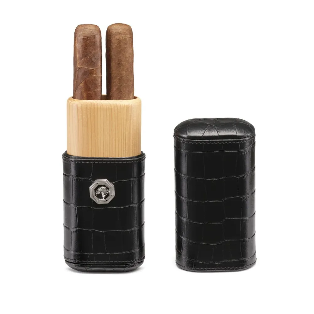 Fashion Calfskin Leather Cigar Holder (2 Cigars) Cigar Accessories