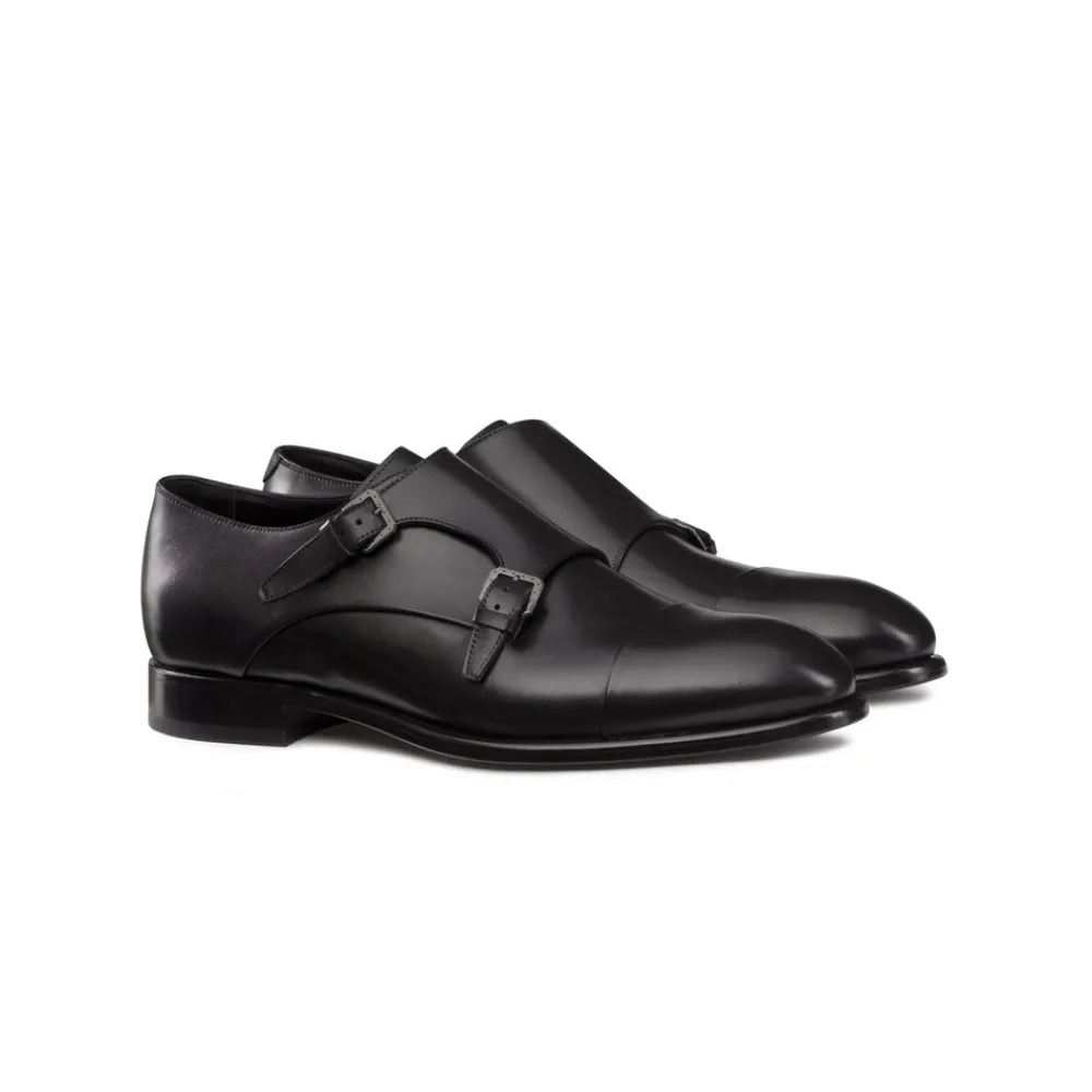Best Sale Calfskin Leather Double Monk Strap Shoes Dress Shoes