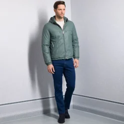Outlet Calfskin Leather Hooded Blouson Mens Outerwear