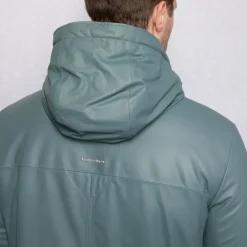 Outlet Calfskin Leather Hooded Blouson Mens Outerwear