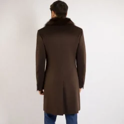 Best Sale Cashmere And Fisher Fur Coat Mens Outerwear