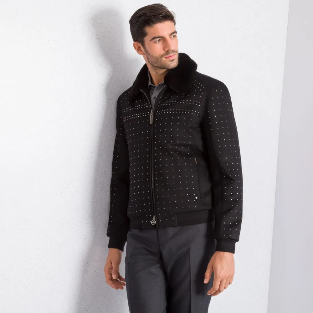 Best Sale Cashmere And Mink Blouson Mens Outerwear