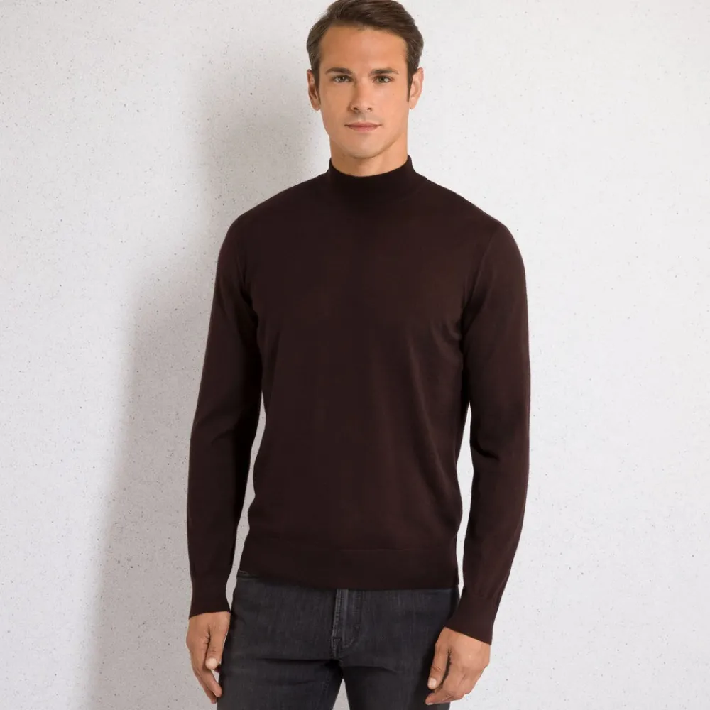 Best Cashmere And Silk Mock Neck Sweater Mens Knitwear