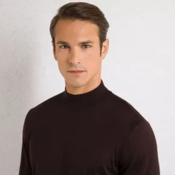 Best Cashmere And Silk Mock Neck Sweater Mens Knitwear