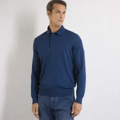 Best Sale Cashmere And Silk Three-Button Polo Shirt Mens Knitwear