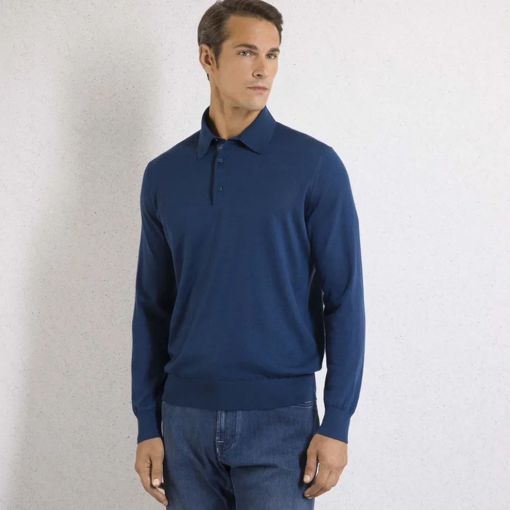 Best Sale Cashmere And Silk Three-Button Polo Shirt Mens Knitwear