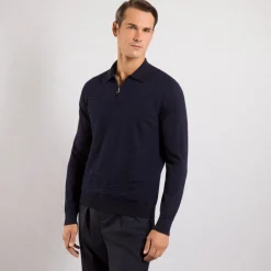 Discount Cashmere And Silk Zip Polo Shirt Mens Knitwear