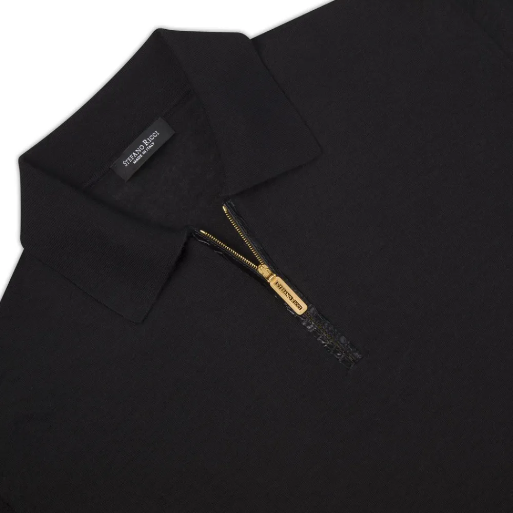 Outlet Cashmere And Silk Zip Polo Shirt Mens Knitwear