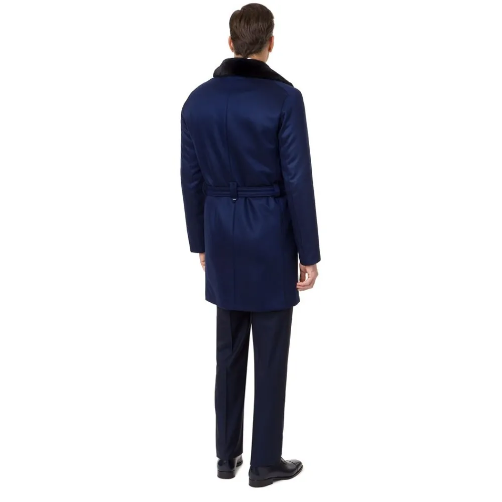 Best Sale Cashmere Coat With Mink Fur Collar Mens Outerwear