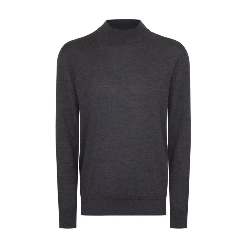 Best Sale Cashmere, Silk And Crocodile Mock Neck Sweater Mens Knitwear