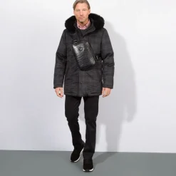 New Cashmere, Silk And Fox Fur Hooded Jacket Mens Outerwear