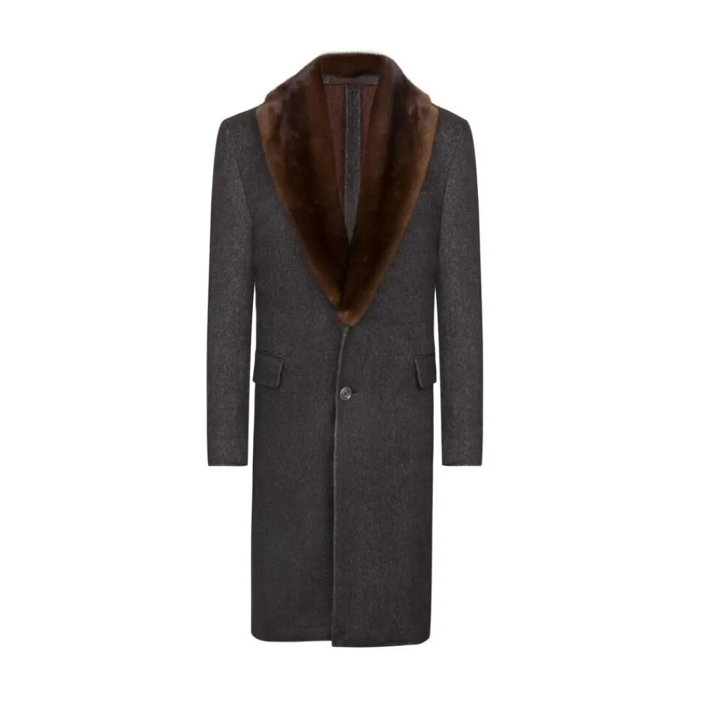 Flash Sale Coat With Mink Fur Collar Mens Outerwear