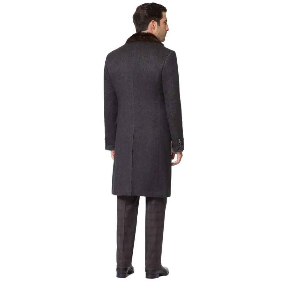 Flash Sale Coat With Mink Fur Collar Mens Outerwear