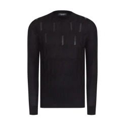 Best Crew Neck Sweater With Crocodile Leather Inserts Mens Last Sizes