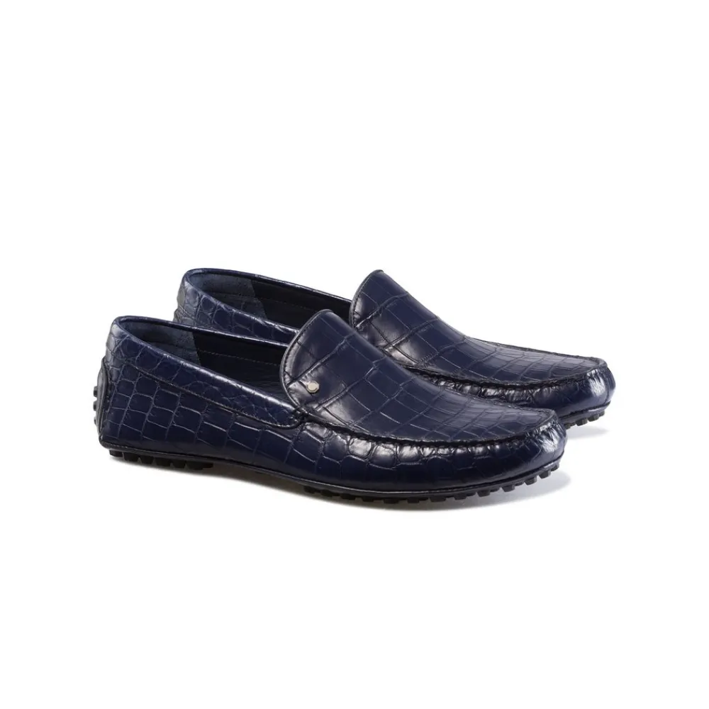 Best Sale Crocodile And Calfskin Leather Driving Shoes Loafers