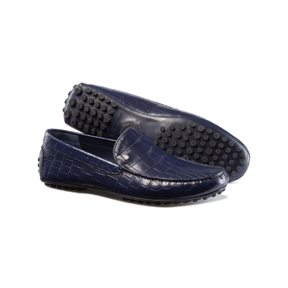 Best Sale Crocodile And Calfskin Leather Driving Shoes Loafers