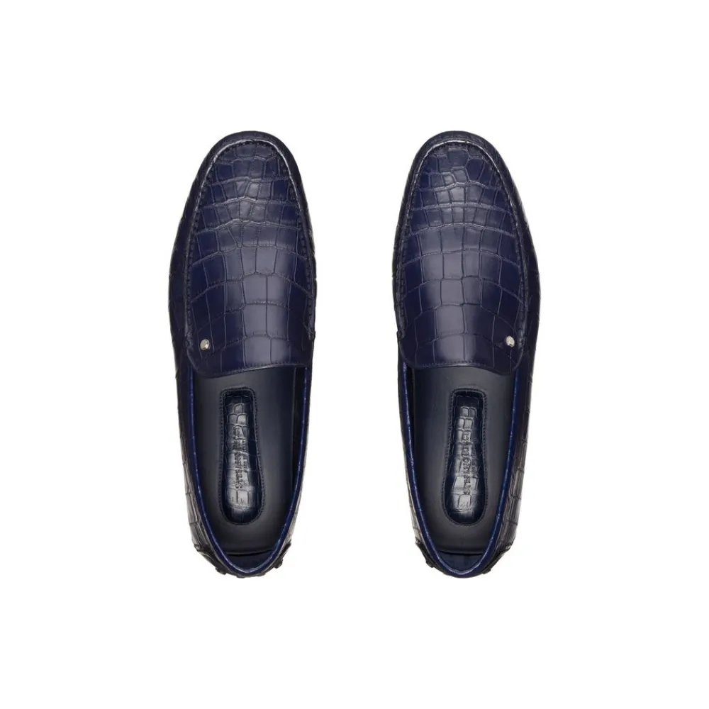 Best Sale Crocodile And Calfskin Leather Driving Shoes Loafers