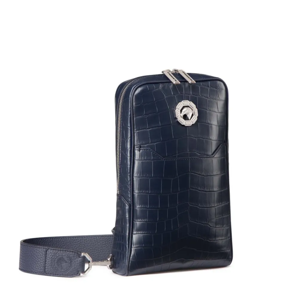 Fashion Crocodile And Calfskin Leather Sling Backpack Bags
