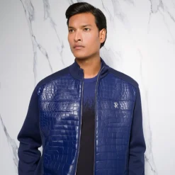 Best Sale Crocodile Leather And Knit Blouson Mens Last Sizes