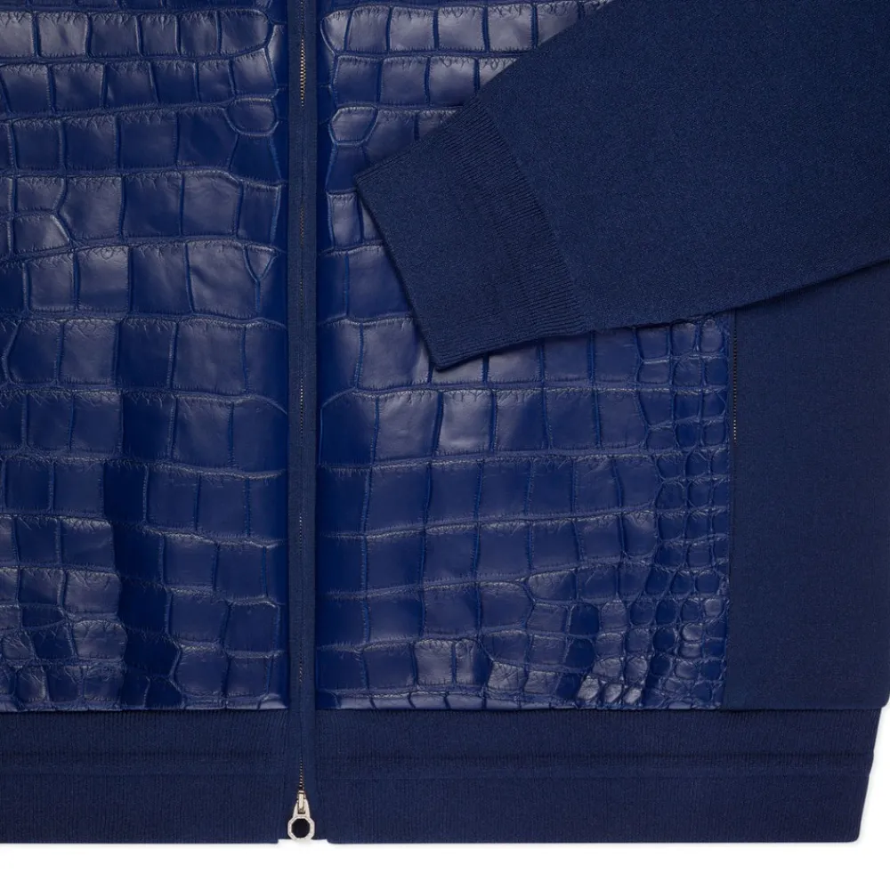 Best Sale Crocodile Leather And Knit Blouson Mens Last Sizes
