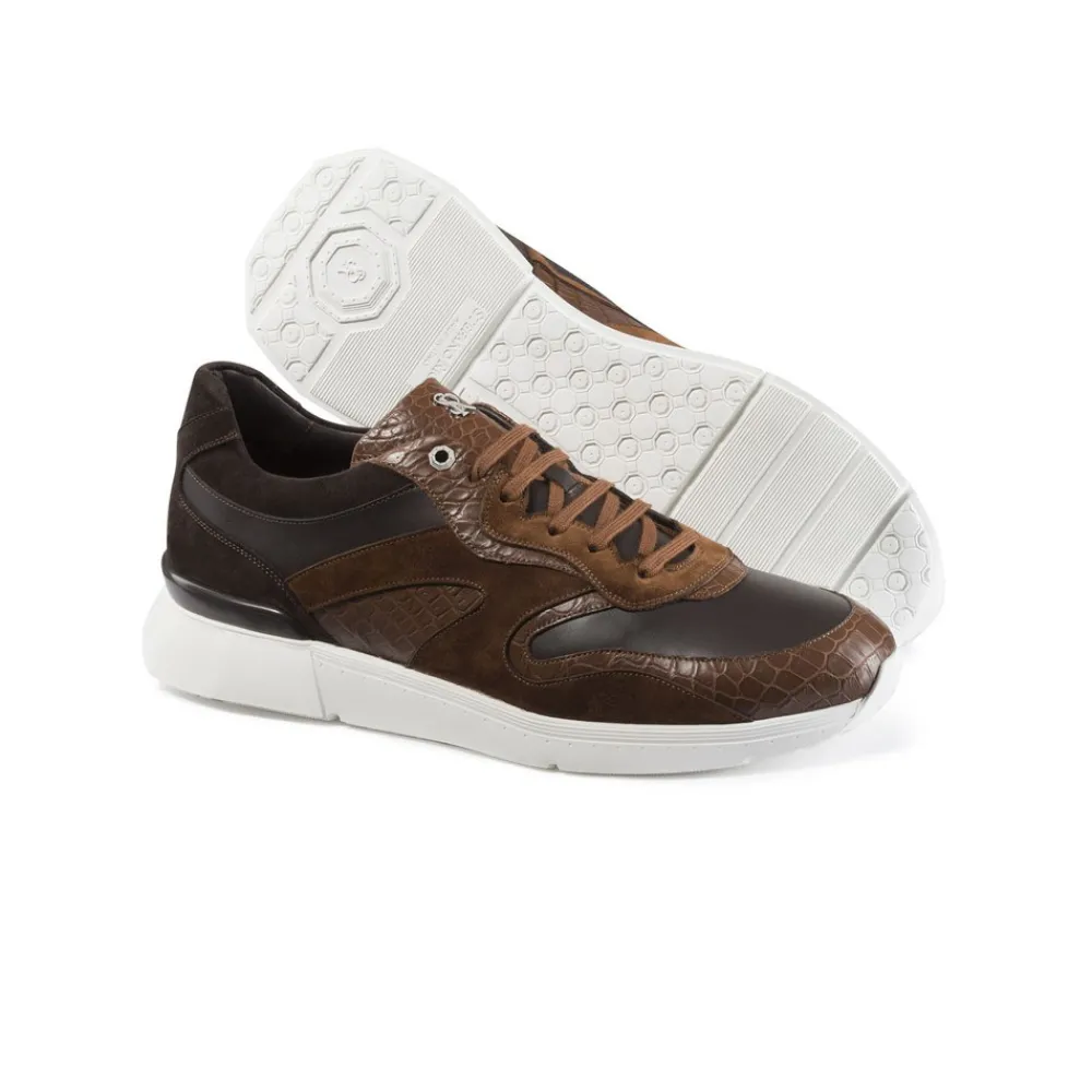 Hot Crocodile, Suede And Calfskin Leather Sneakers Sneakers