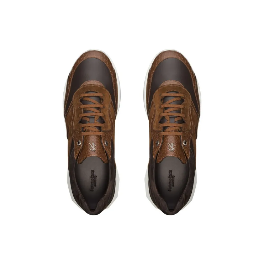 Hot Crocodile, Suede And Calfskin Leather Sneakers Sneakers