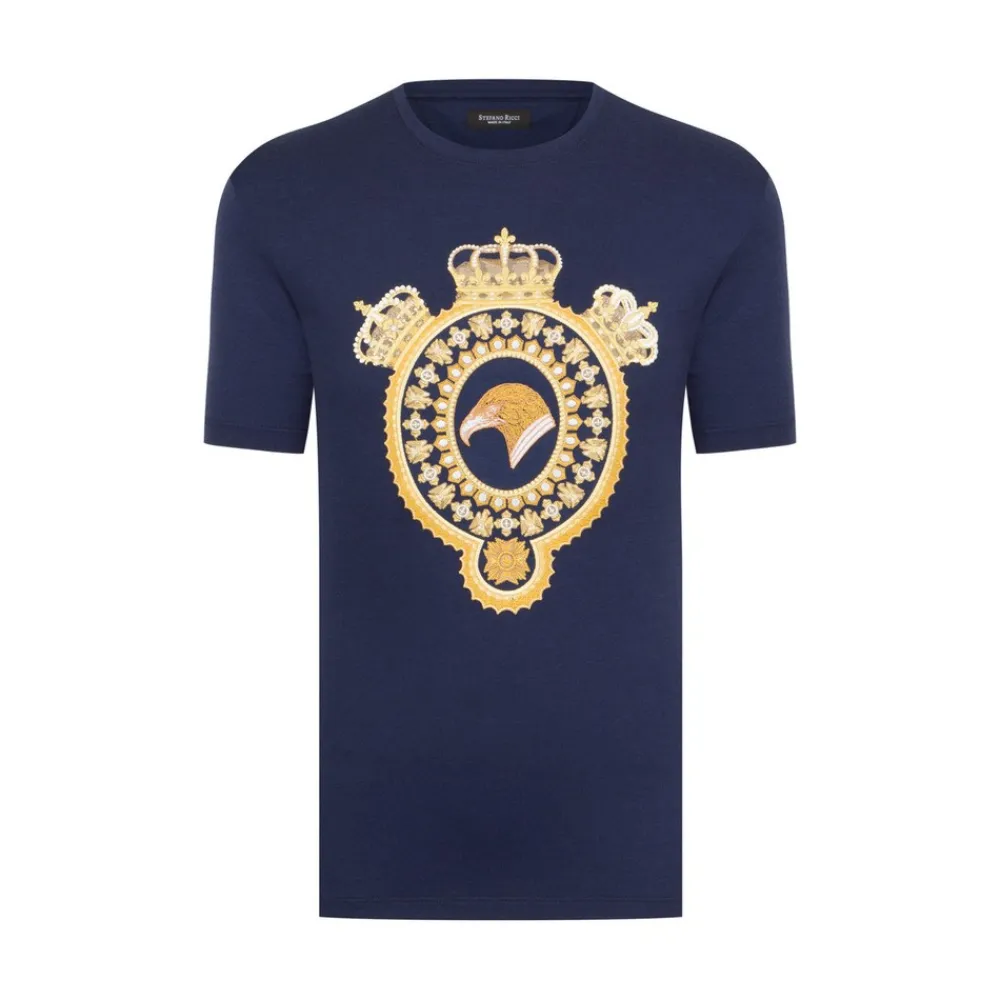 Fashion Crown Motif Crew Neck T-Shirt Mens Last Sizes
