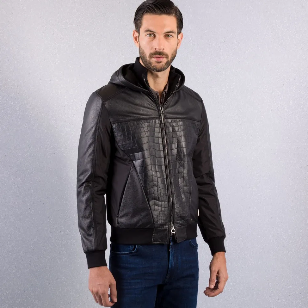 Cheap Deerskin And Crocodile Leather Blouson Mens Outerwear