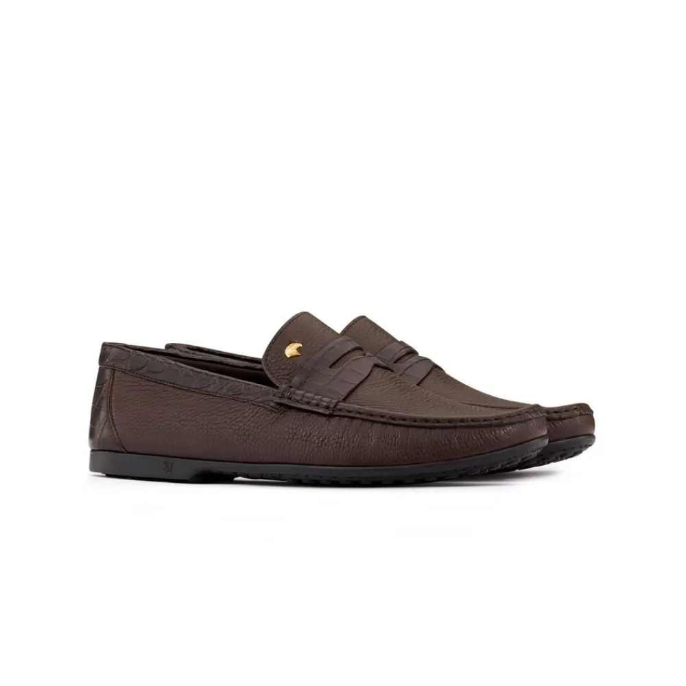 Online Deerskin And Crocodile Leather Penny Loafers Loafers