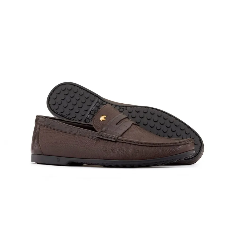 Online Deerskin And Crocodile Leather Penny Loafers Loafers
