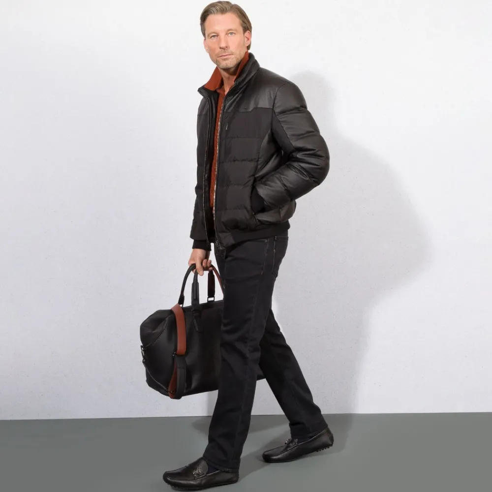 Best Sale Deerskin And Silk Down Blouson Mens Outerwear