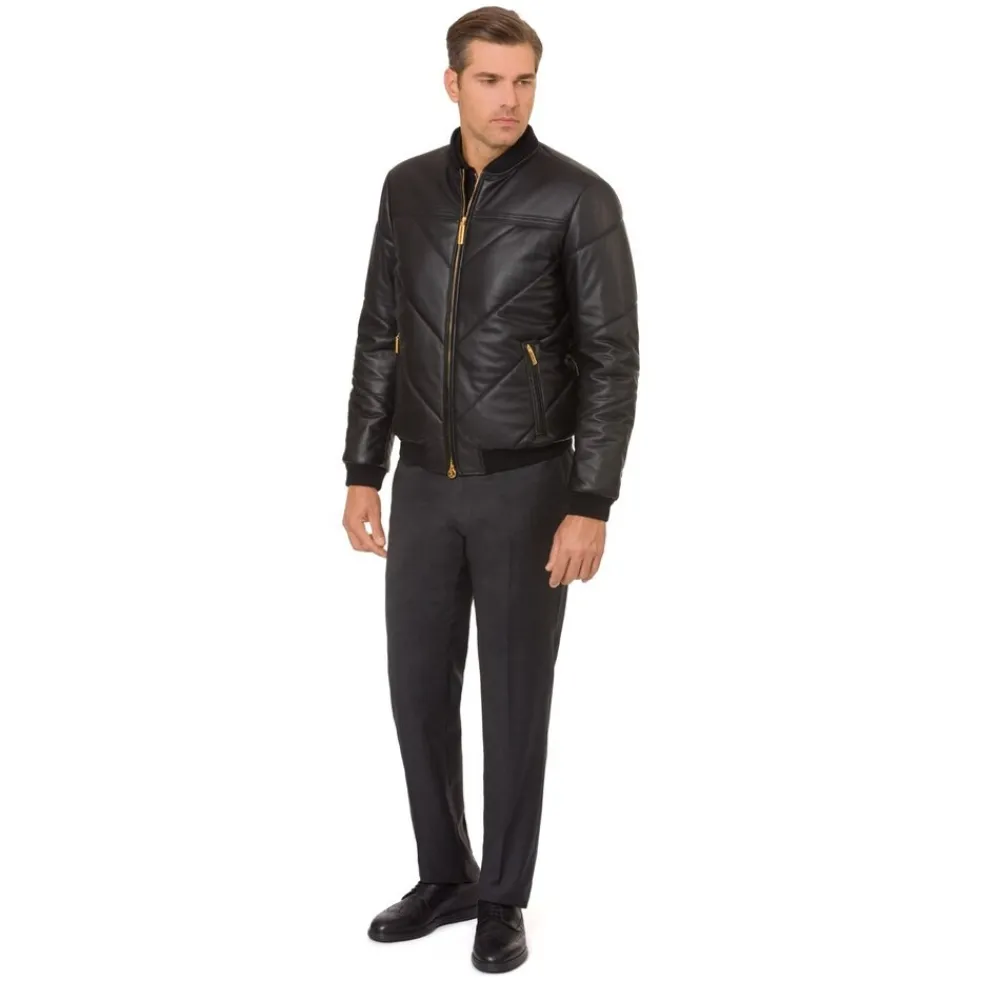 Sale Deerskin Blouson With Lambskin Leather Inserts Mens Outerwear