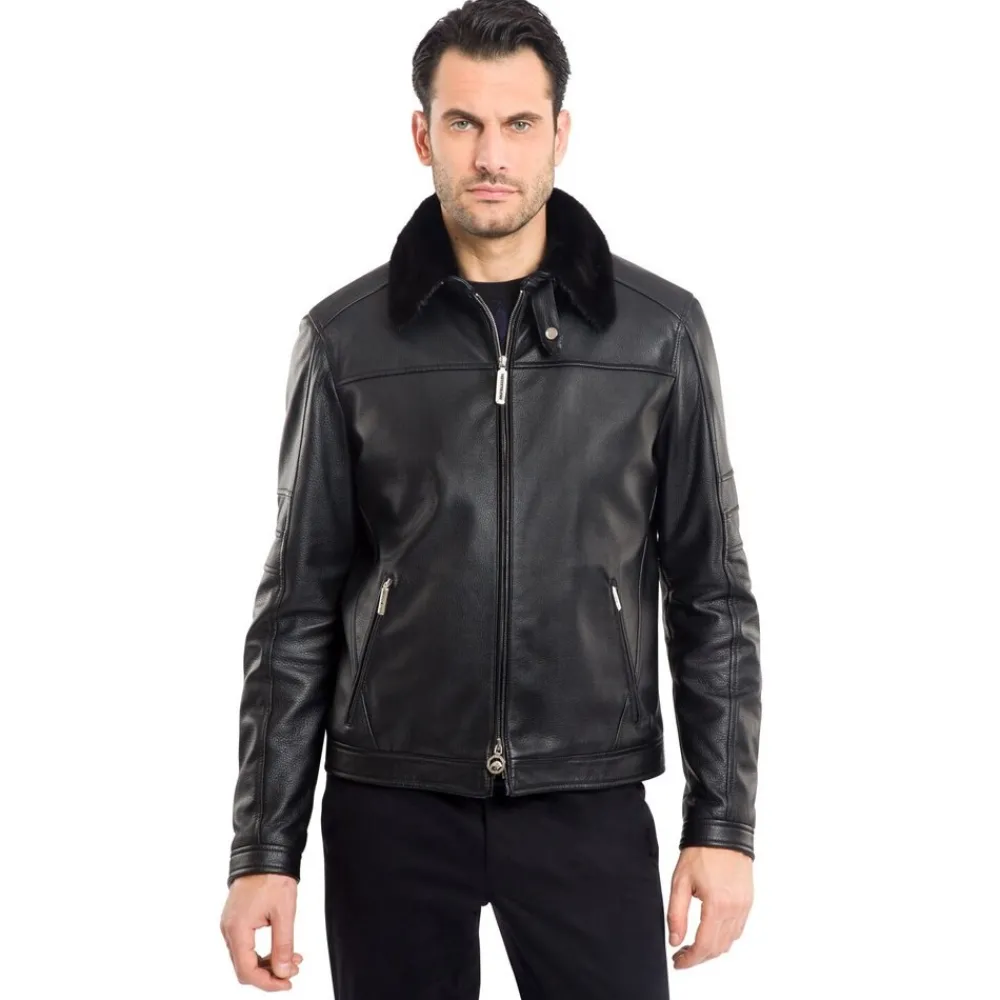 Best Sale Deerskin Blouson With Mink Fur Collar Mens Last Sizes