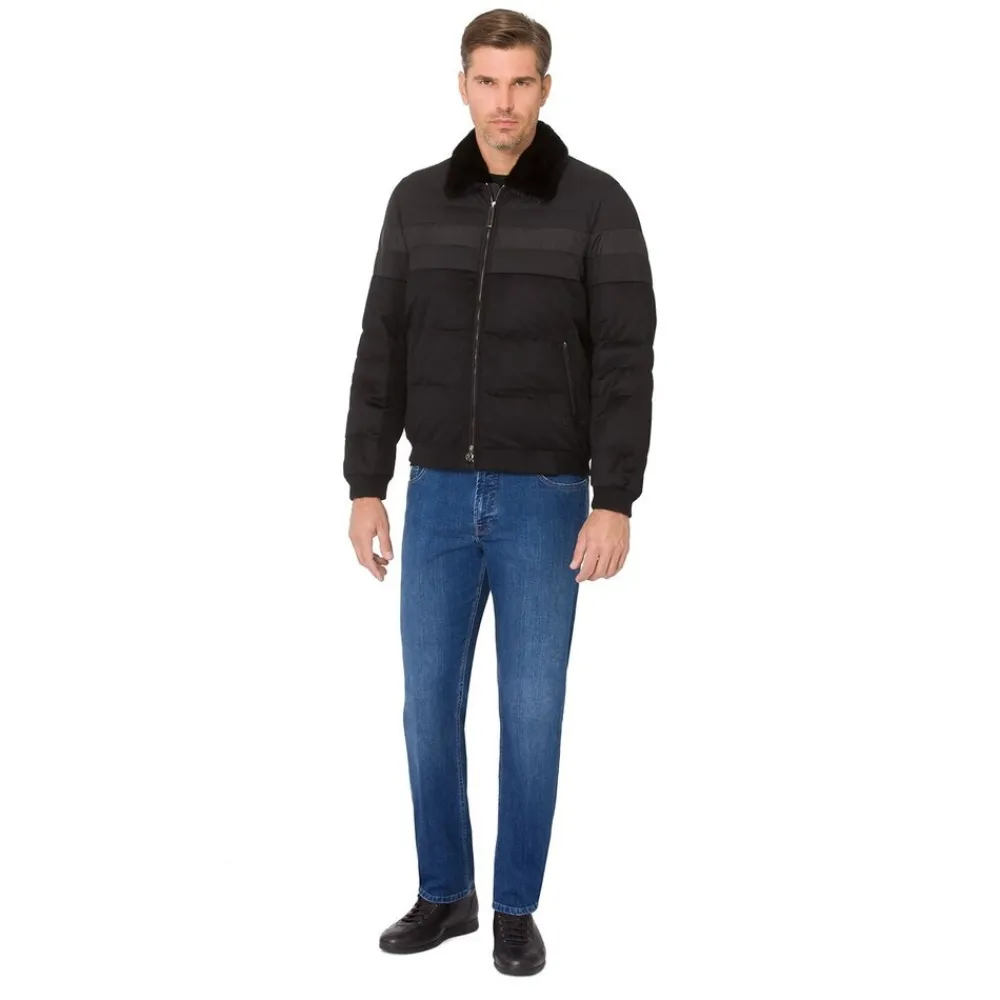 Clearance Down Coat With Mink Fur Collar Mens Outerwear