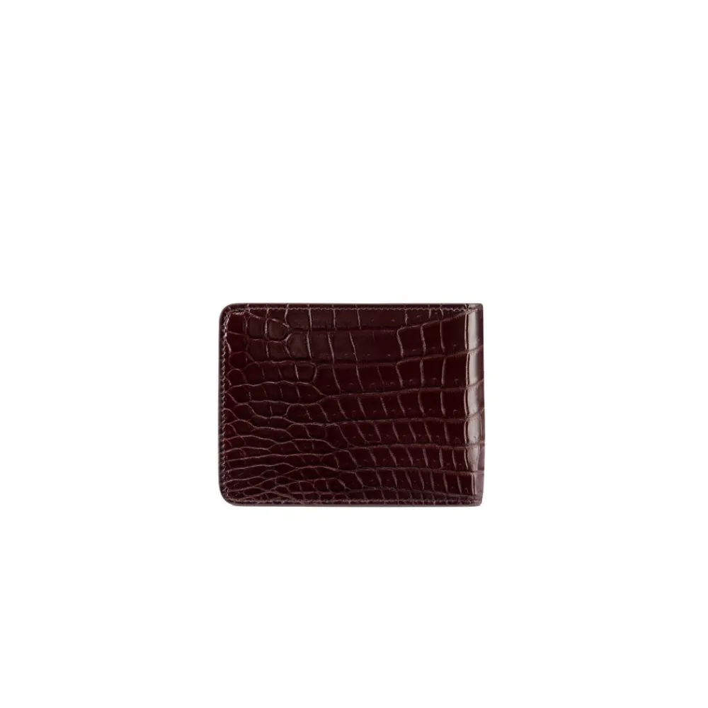 Online Handmade Crocodile And Calfskin Leather Bifold Wallet Small Leather Goods