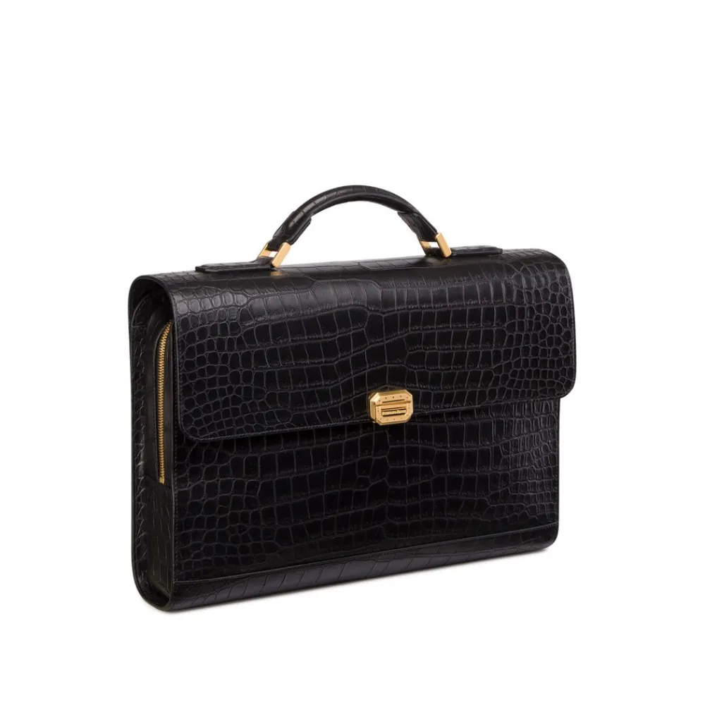 Sale Handmade Matted Crocodile Briefcase Bags