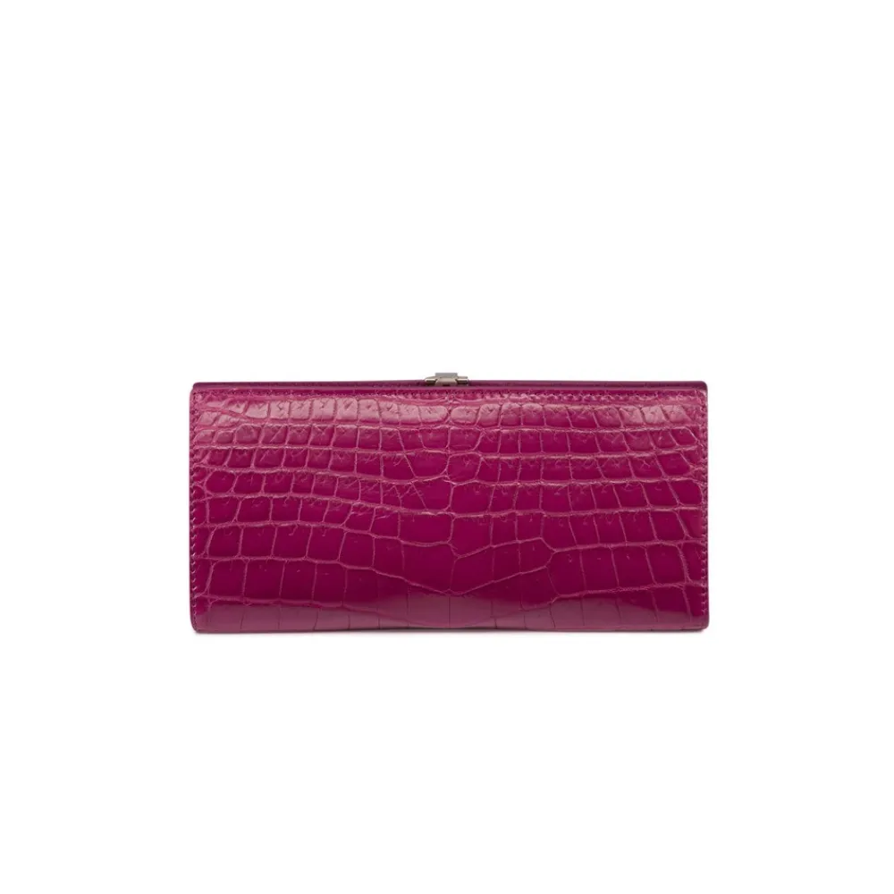 Best Handmade Matted Crocodile Clasp Wallet Small Leather Goods