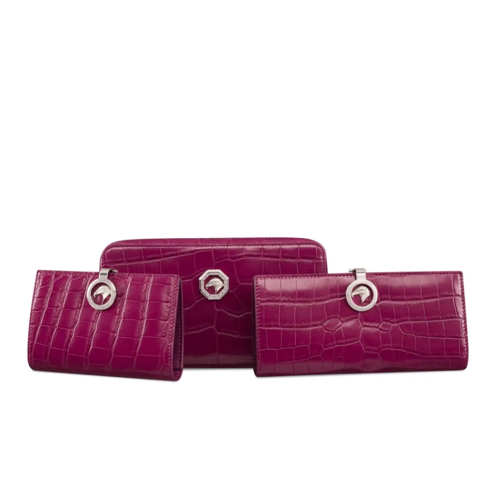 Best Handmade Matted Crocodile Clasp Wallet Small Leather Goods
