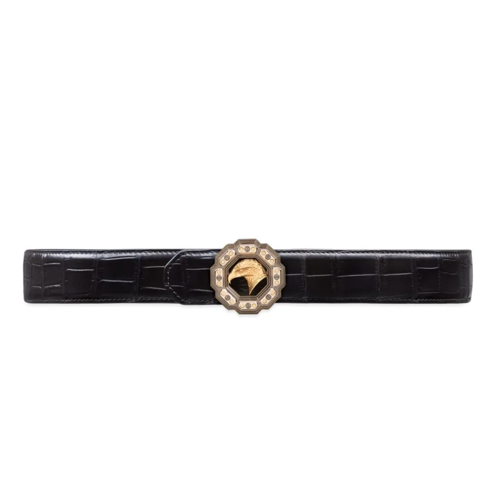 Outlet Handmade Matted Crocodile Belt Belts