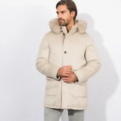 Flash Sale Hooded Down And Fox Fur Jacket Mens Outerwear
