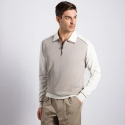 Outlet Knit Long Sleeve Zip Polo Mens Knitwear